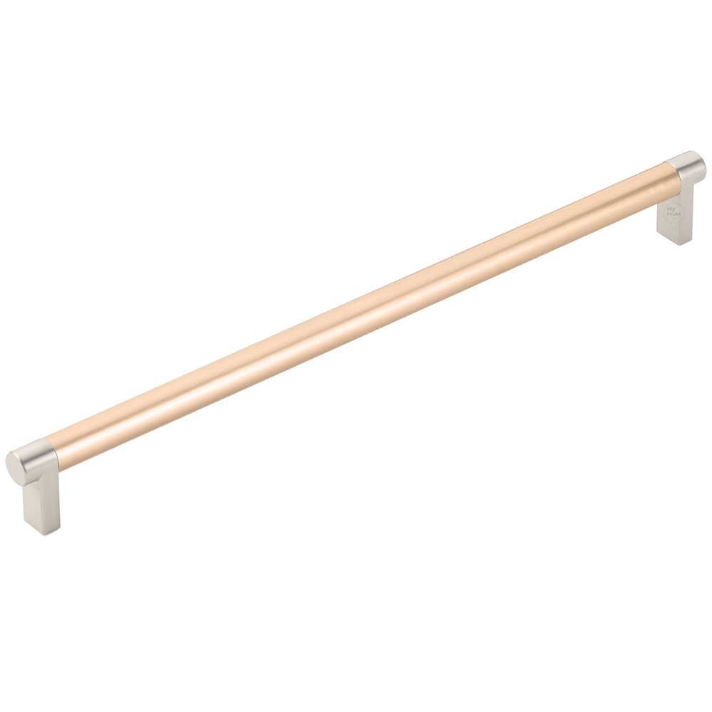 12" Centers Rectangular Stem in Satin Nickel And Smooth Bar in Satin Copper