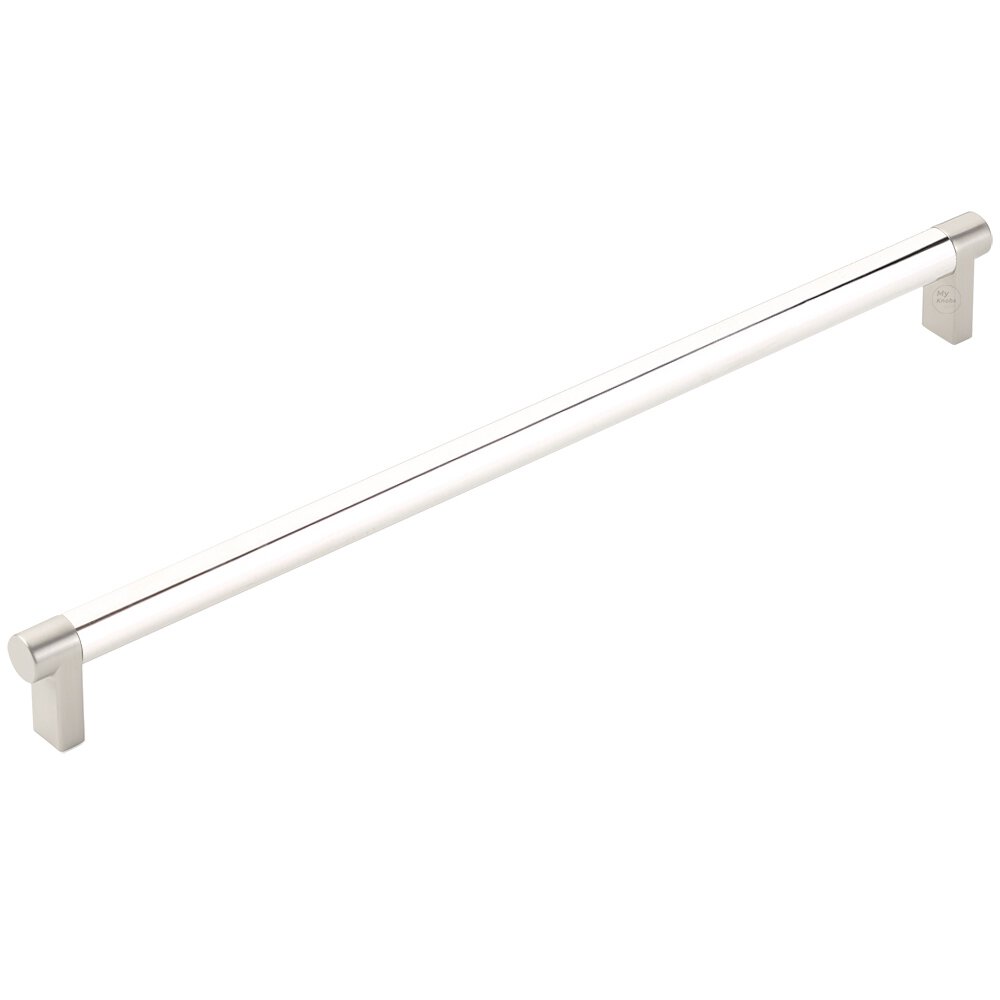 12" Centers Rectangular Stem in Satin Nickel And Smooth Bar in Polished Nickel