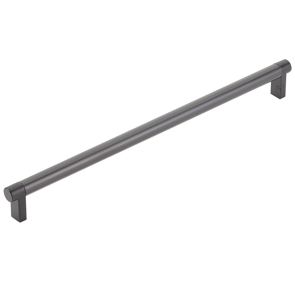 12" Centers Rectangular Stem in Flat Black And Smooth Bar in Oil Rubbed Bronze