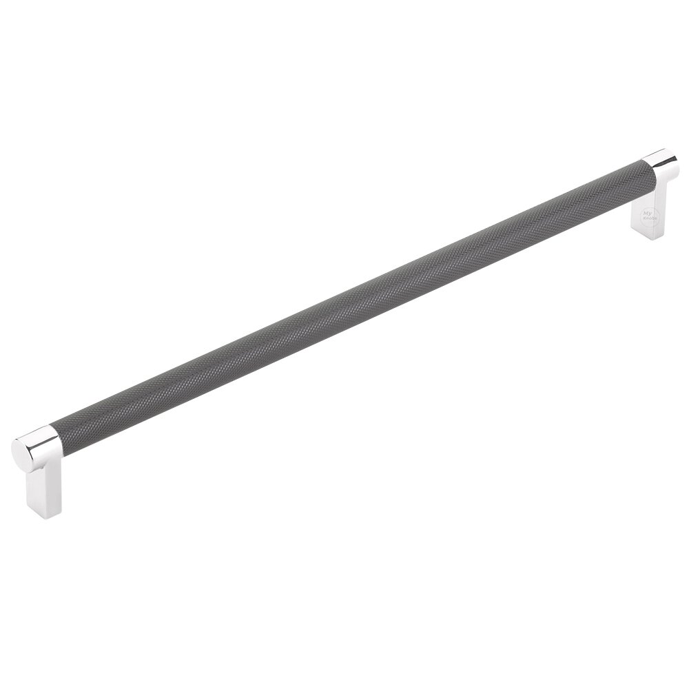 12" Centers Rectangular Stem in Polished Chrome And Knurled Bar in Oil Rubbed Bronze