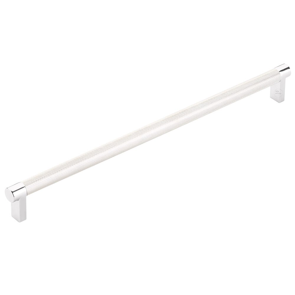 12" Centers Rectangular Stem in Polished Chrome And Knurled Bar in Polished Nickel