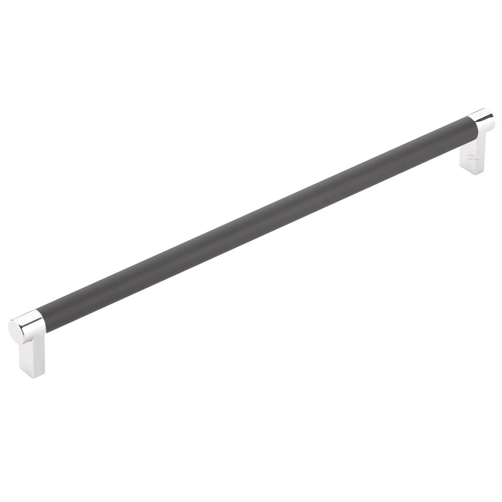12" Centers Rectangular Stem in Polished Chrome And Knurled Bar in Flat Black