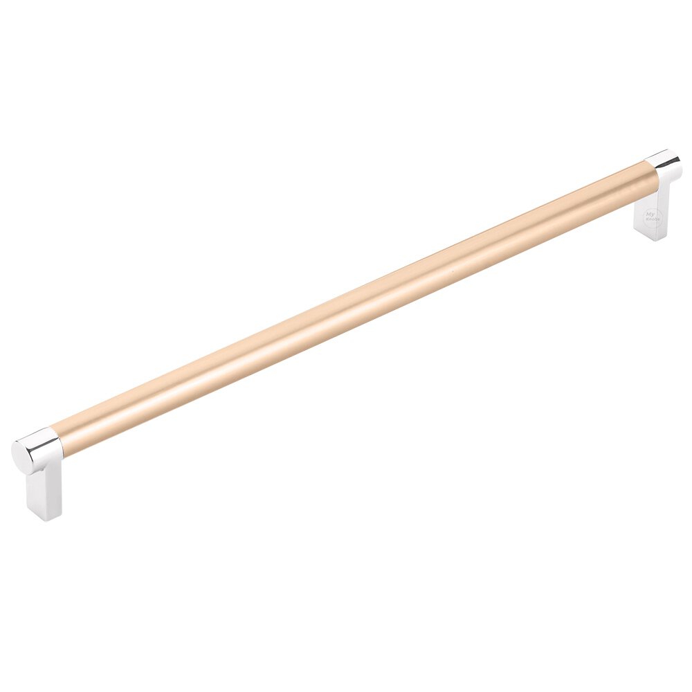 12" Centers Rectangular Stem in Polished Chrome And Smooth Bar in Satin Copper