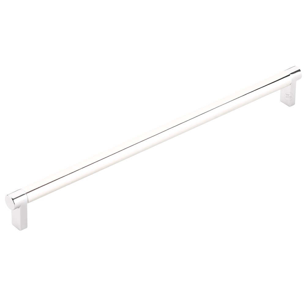 12" Centers Rectangular Stem in Polished Chrome And Smooth Bar in Polished Nickel