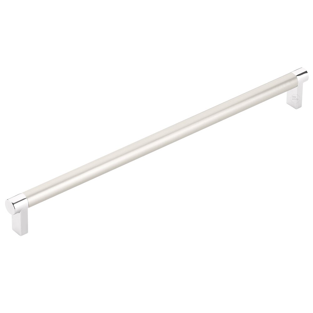 12" Centers Rectangular Stem in Polished Chrome And Smooth Bar in Satin Nickel
