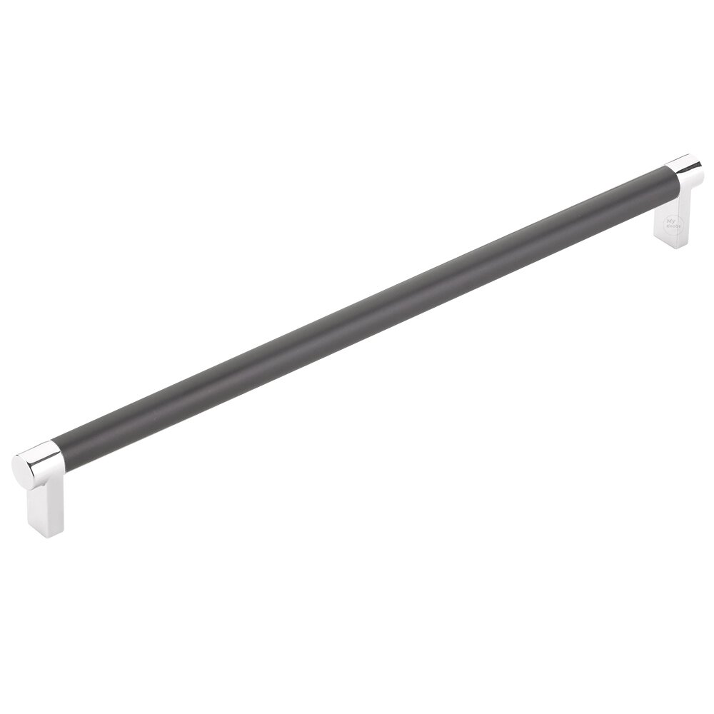 12" Centers Rectangular Stem in Polished Chrome And Smooth Bar in Flat Black