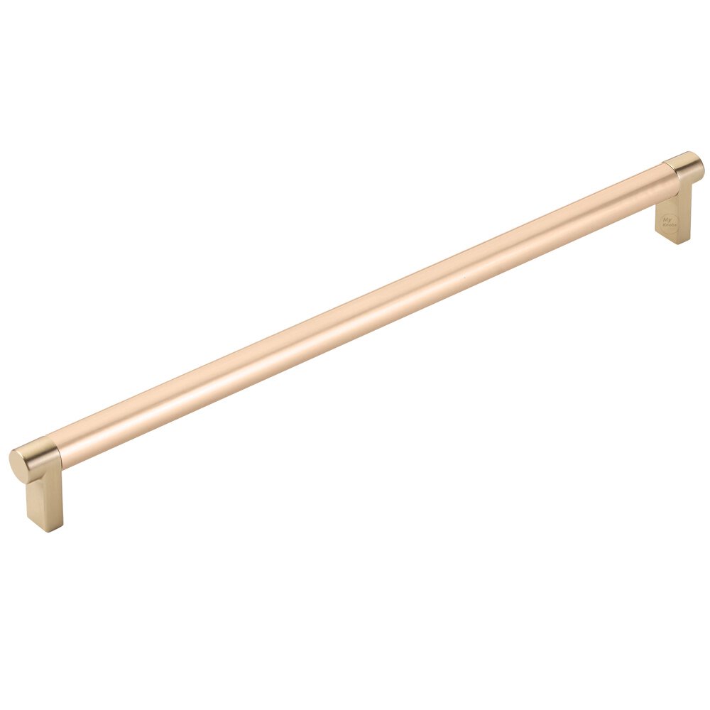 12" Centers Rectangular Stem in Satin Brass And Smooth Bar in Satin Copper