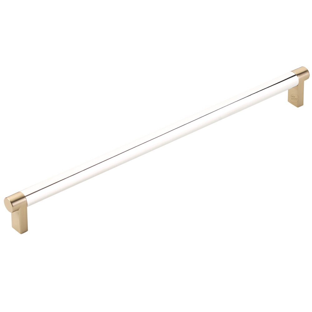 12" Centers Rectangular Stem in Satin Brass And Smooth Bar in Polished Nickel