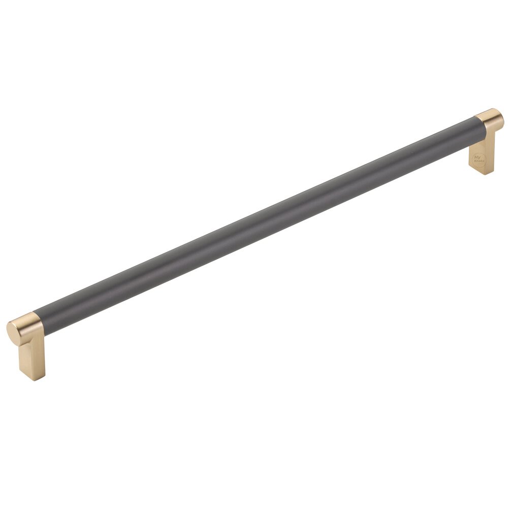 12" Centers Rectangular Stem in Satin Brass And Smooth Bar in Flat Black