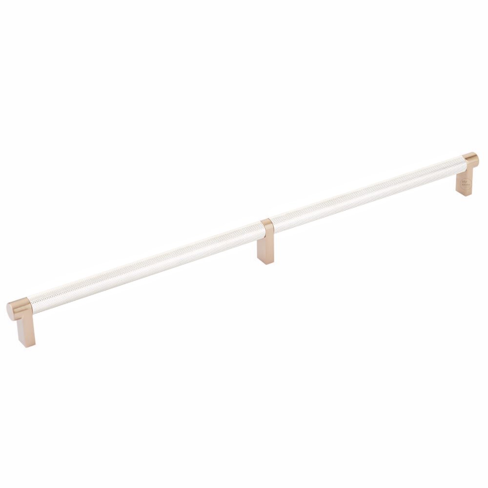 16" Centers Rectangular Stem in Satin Copper And Knurled Bar in Polished Nickel