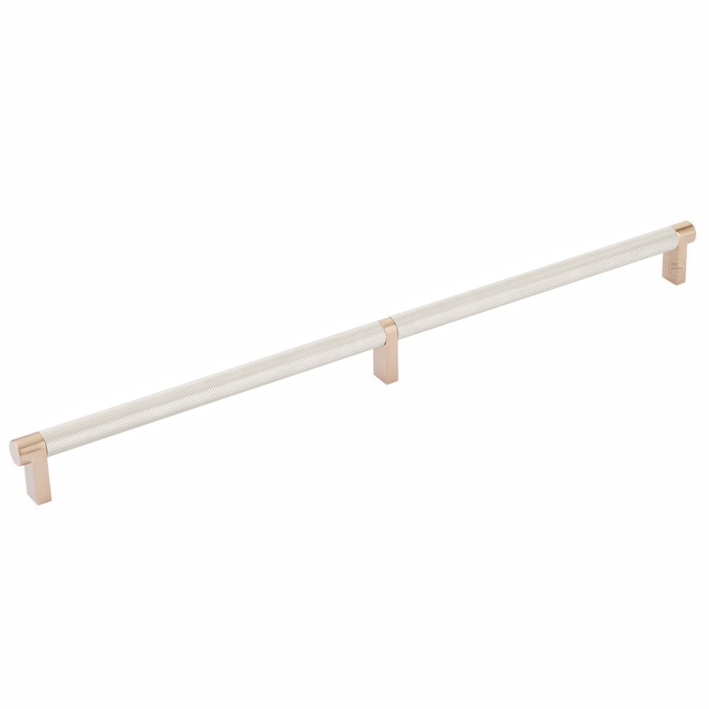 16" Centers Rectangular Stem in Satin Copper And Knurled Bar in Satin Nickel