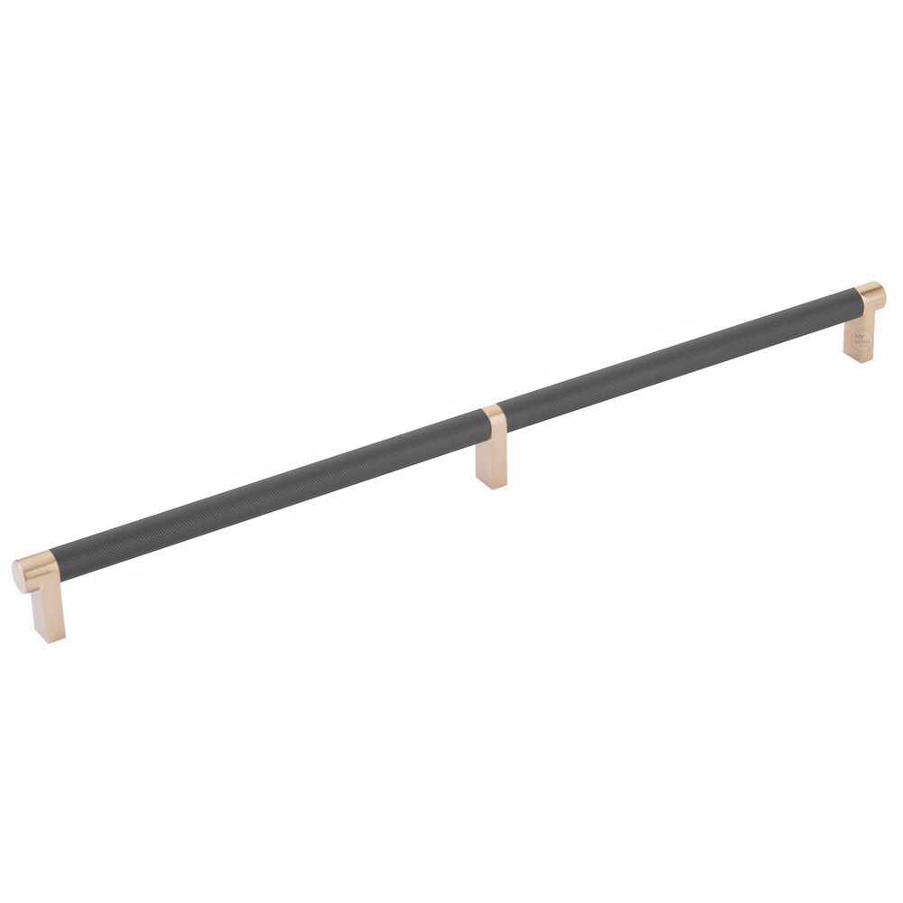 16" Centers Rectangular Stem in Satin Copper And Knurled Bar in Flat Black