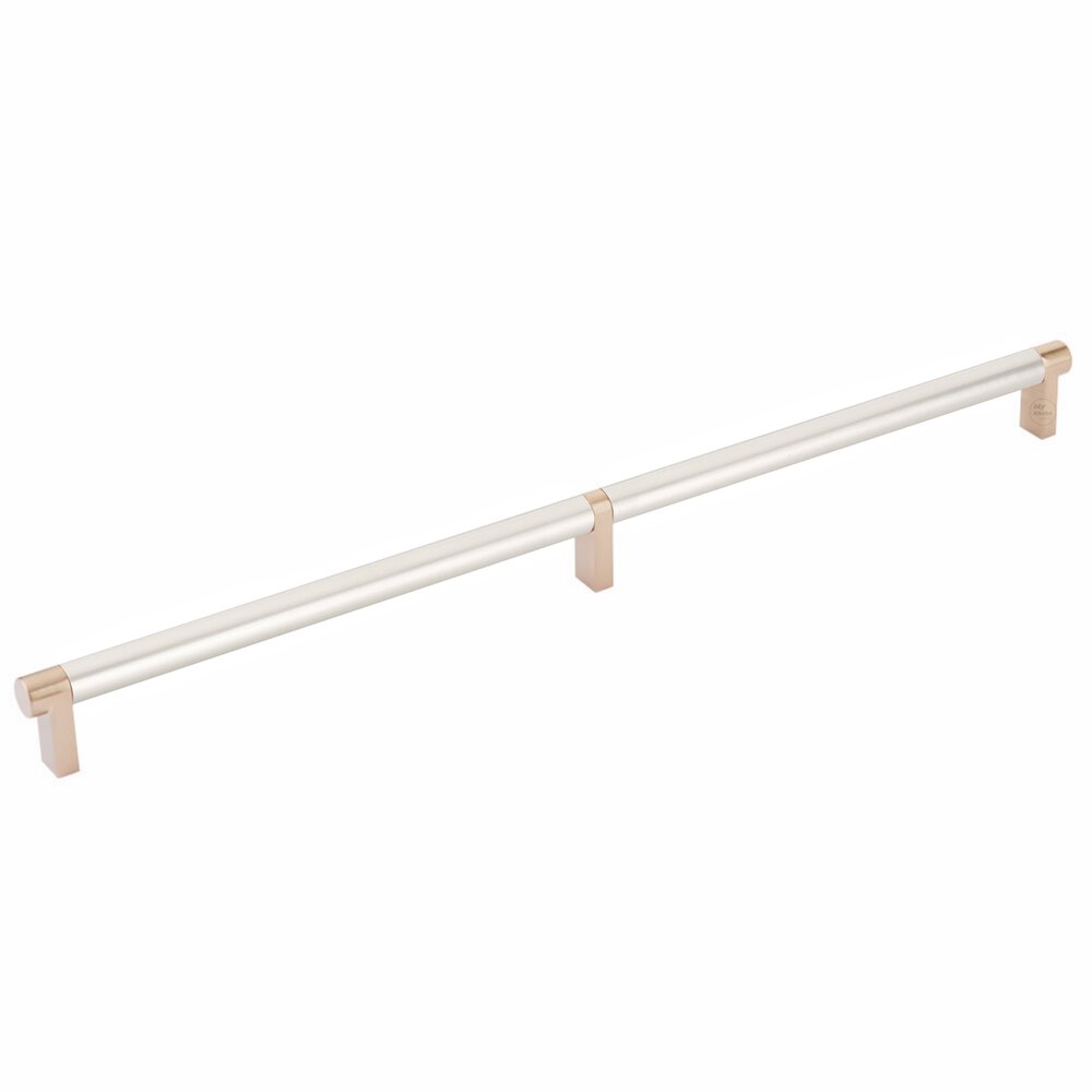 16" Centers Rectangular Stem in Satin Copper And Smooth Bar in Satin Nickel