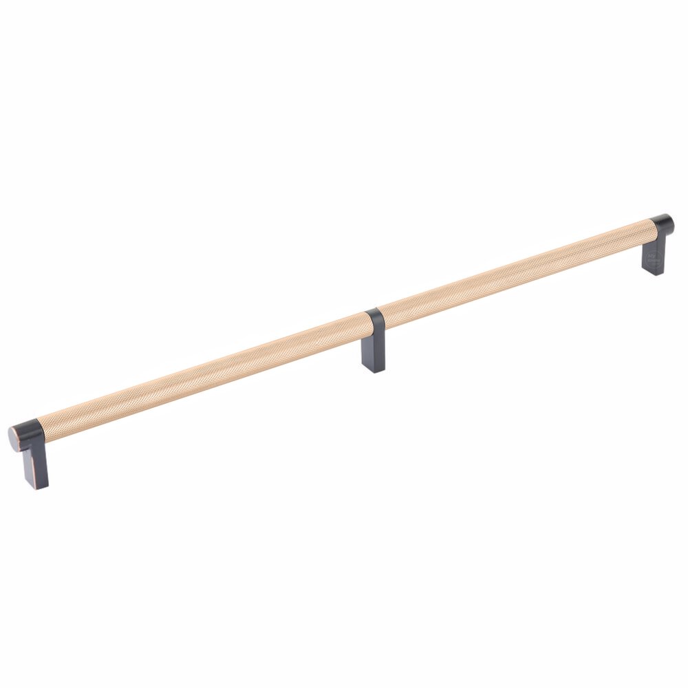 16" Centers Rectangular Stem in Oil Rubbed Bronze And Knurled Bar in Satin Copper