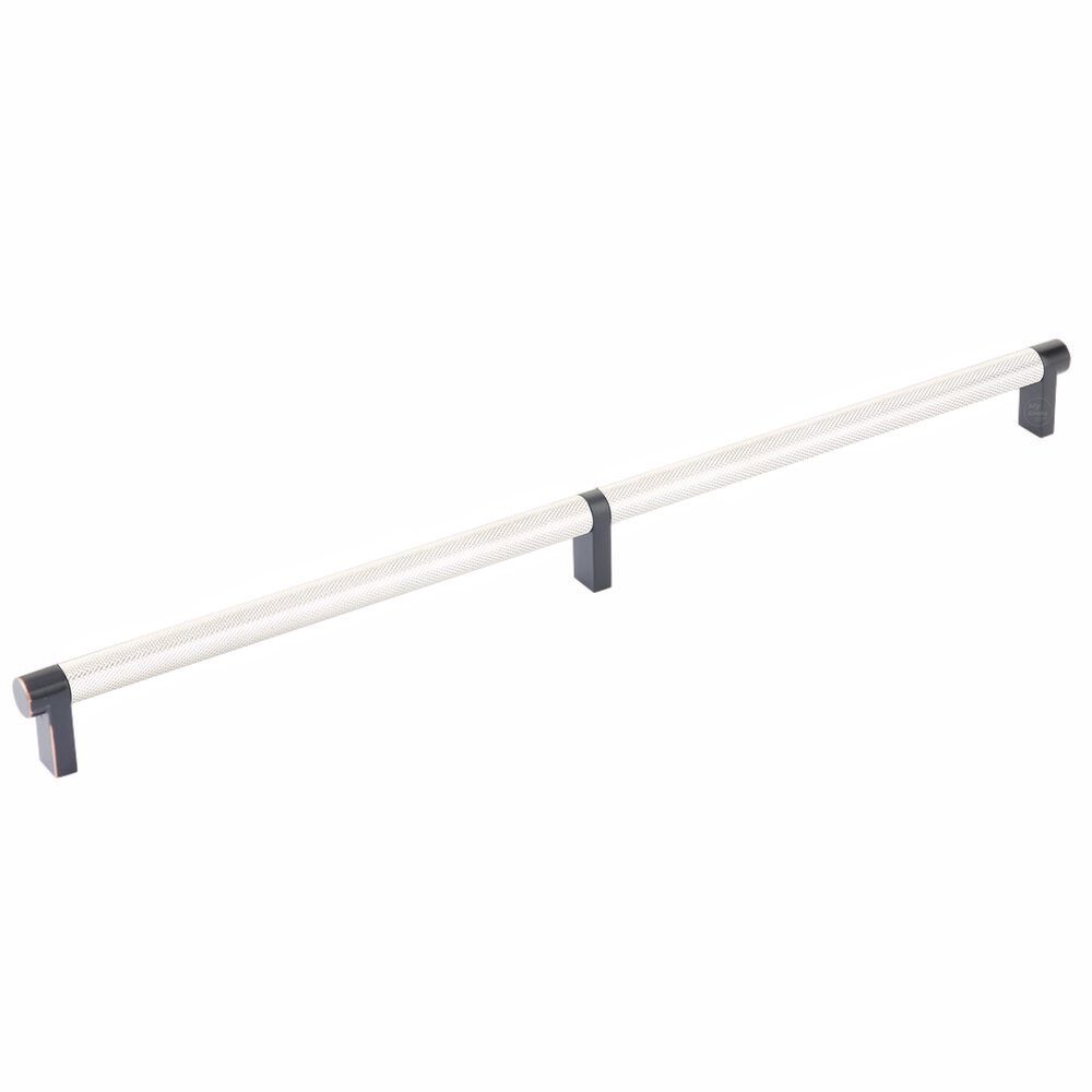 16" Centers Rectangular Stem in Oil Rubbed Bronze And Knurled Bar in Polished Nickel