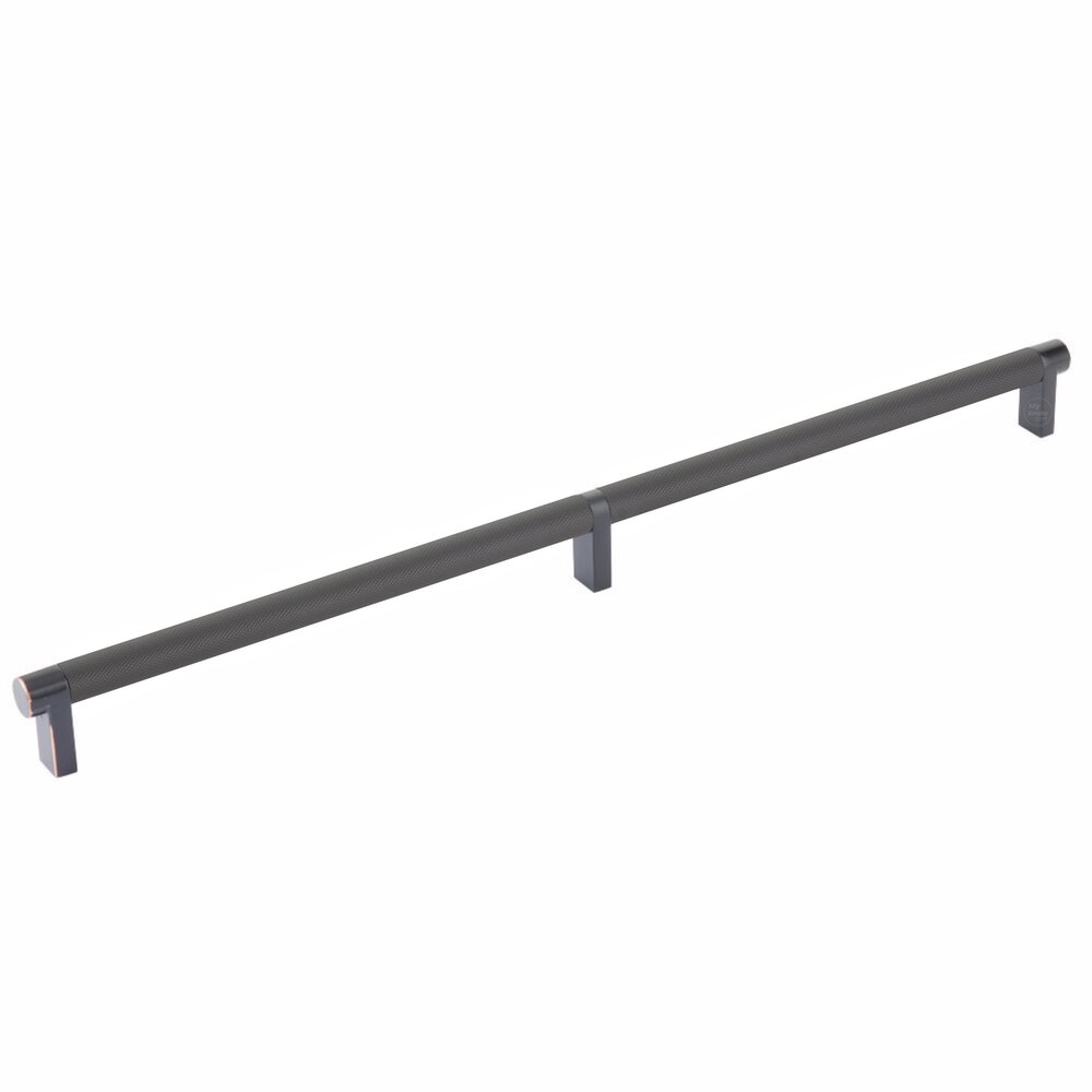 16" Centers Rectangular Stem in Oil Rubbed Bronze And Knurled Bar in Flat Black