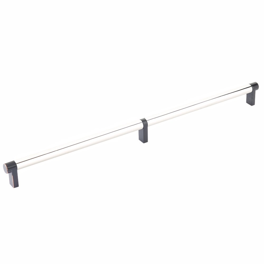 16" Centers Rectangular Stem in Oil Rubbed Bronze And Smooth Bar in Polished Nickel