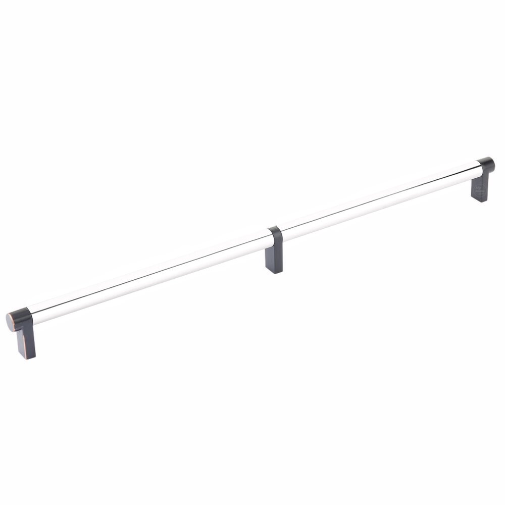 16" Centers Rectangular Stem in Oil Rubbed Bronze And Smooth Bar in Polished Chrome
