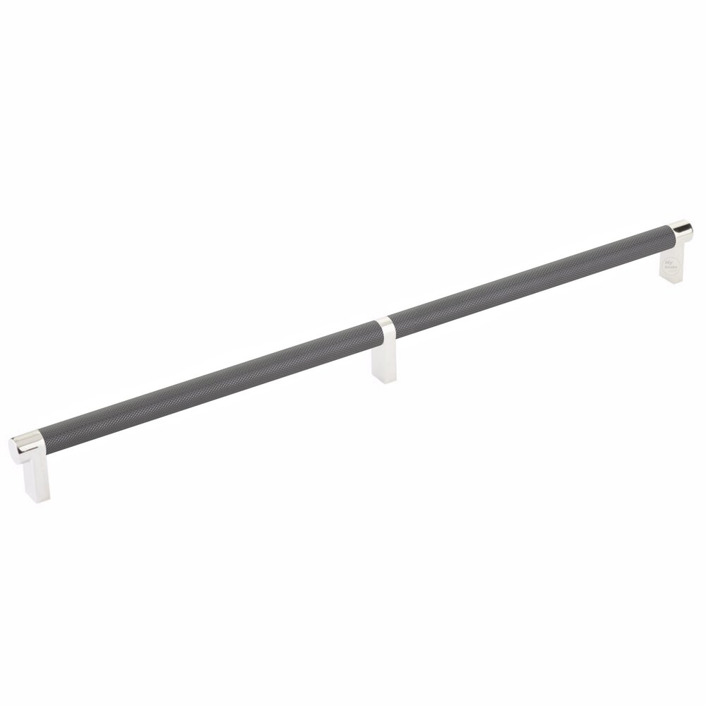 16" Centers Rectangular Stem in Polished Nickel And Knurled Bar in Oil Rubbed Bronze