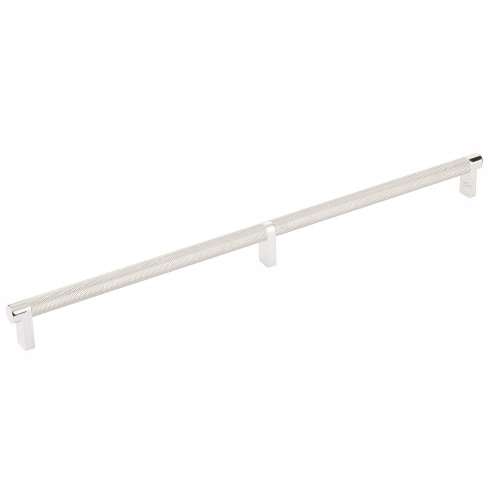 16" Centers Rectangular Stem in Polished Nickel And Knurled Bar in Satin Nickel