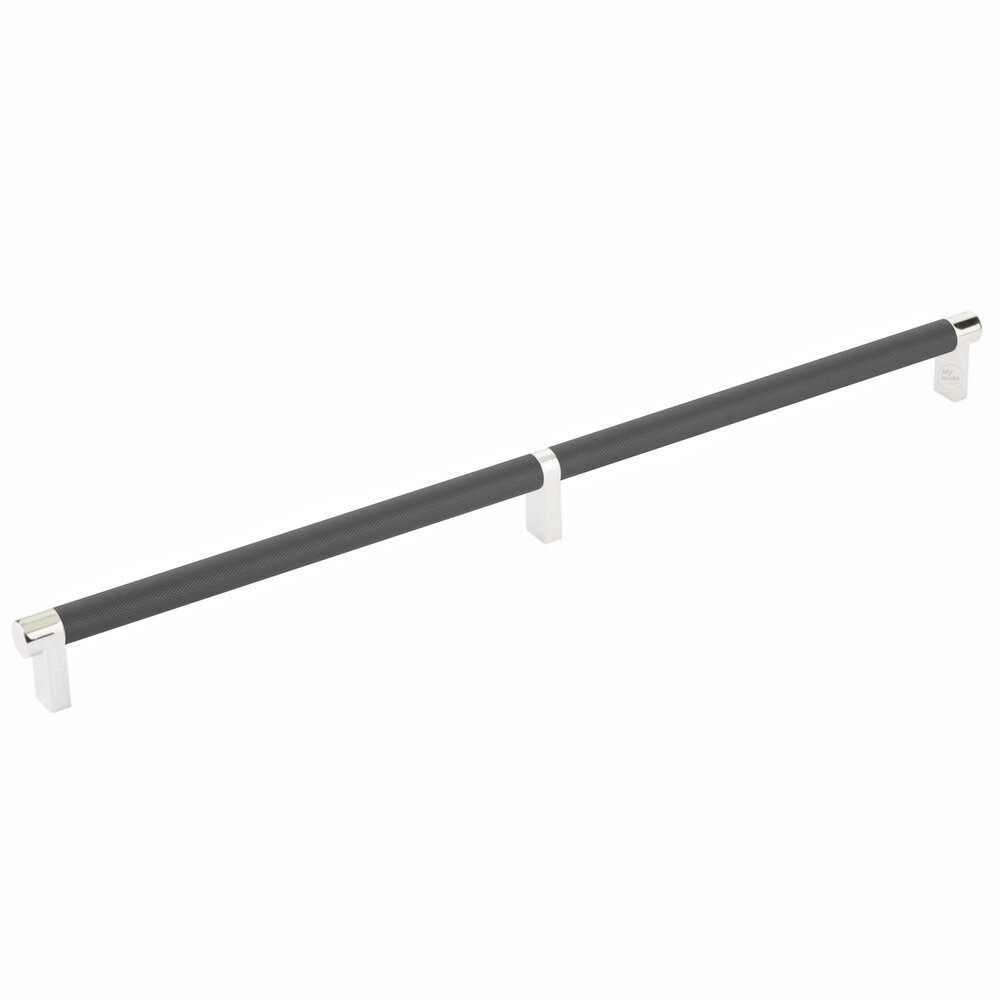 16" Centers Rectangular Stem in Polished Nickel And Knurled Bar in Flat Black