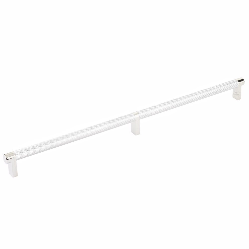 16" Centers Rectangular Stem in Polished Nickel And Knurled Bar in Polished Chrome