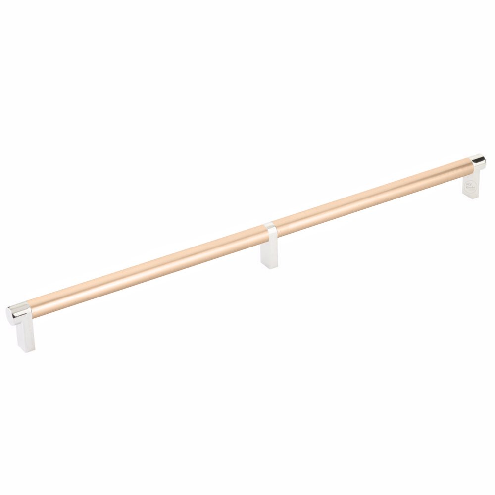16" Centers Rectangular Stem in Polished Nickel And Smooth Bar in Satin Copper