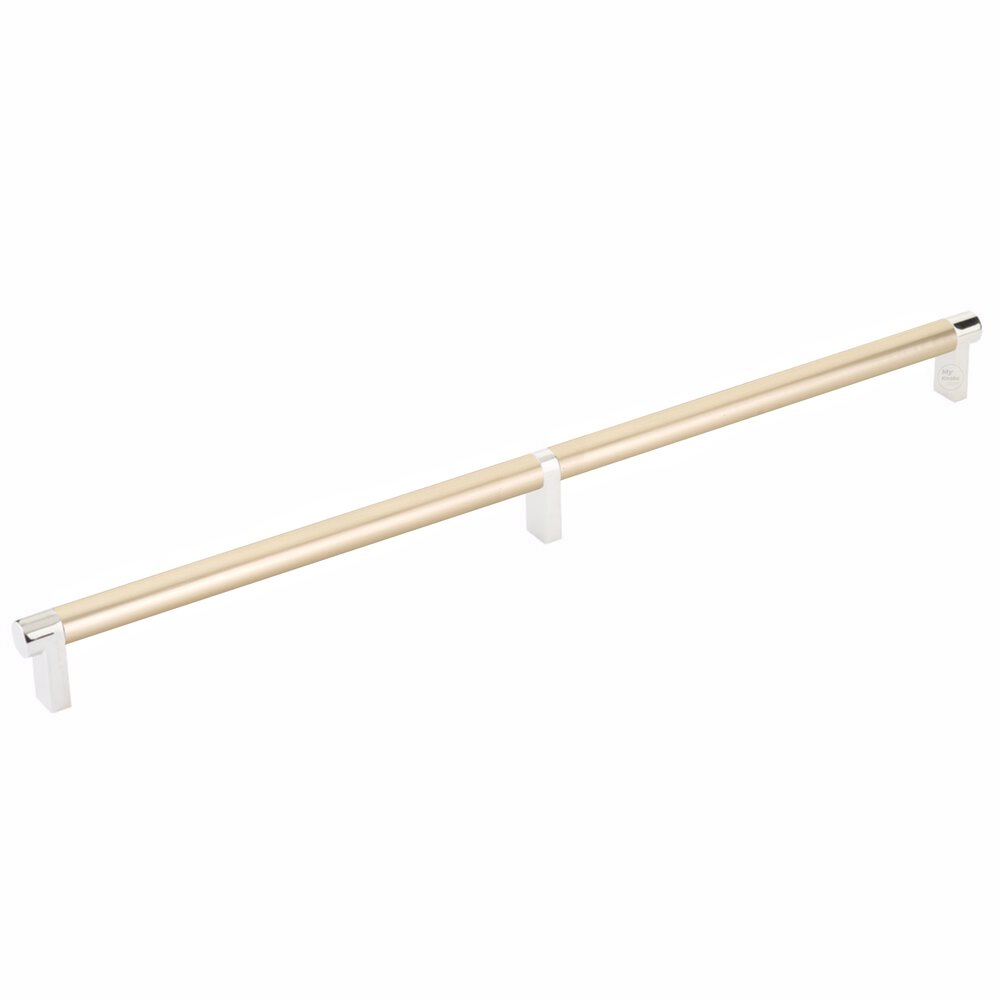 16" Centers Rectangular Stem in Polished Nickel And Smooth Bar in Satin Brass