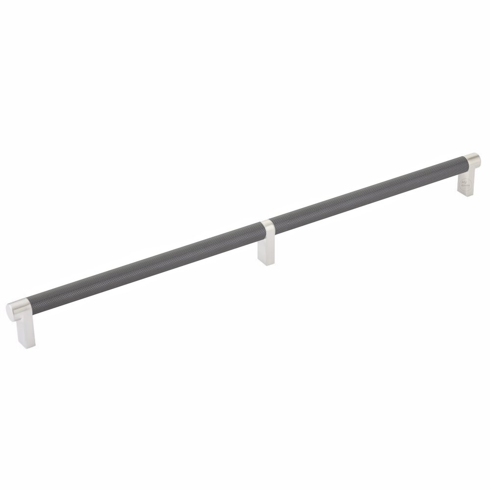 16" Centers Rectangular Stem in Satin Nickel And Knurled Bar in Oil Rubbed Bronze
