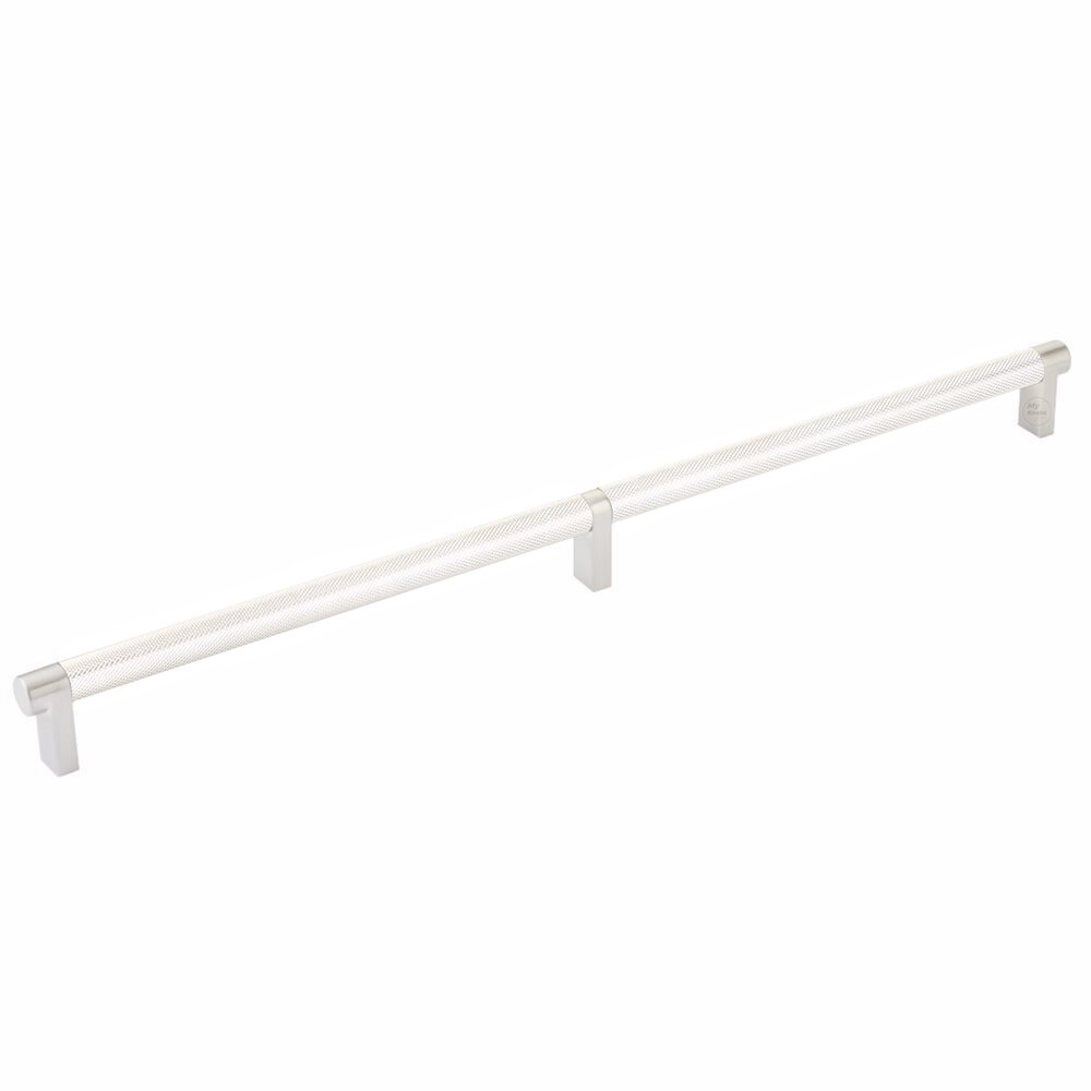16" Centers Rectangular Stem in Satin Nickel And Knurled Bar in Polished Nickel