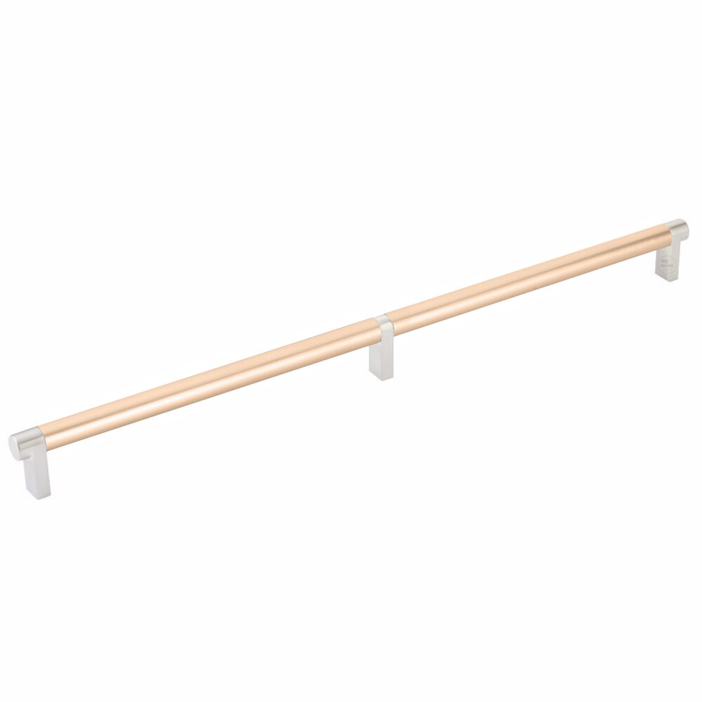 16" Centers Rectangular Stem in Satin Nickel And Smooth Bar in Satin Copper