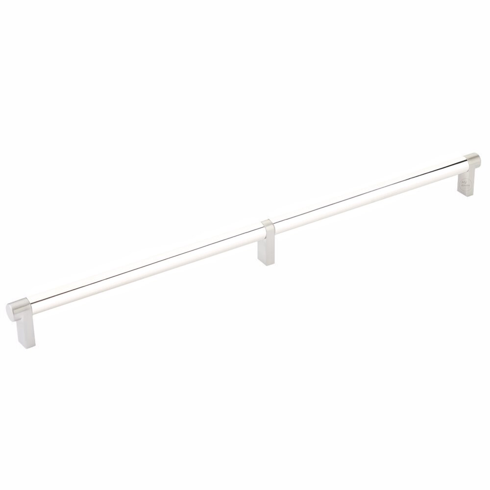 16" Centers Rectangular Stem in Satin Nickel And Smooth Bar in Polished Nickel