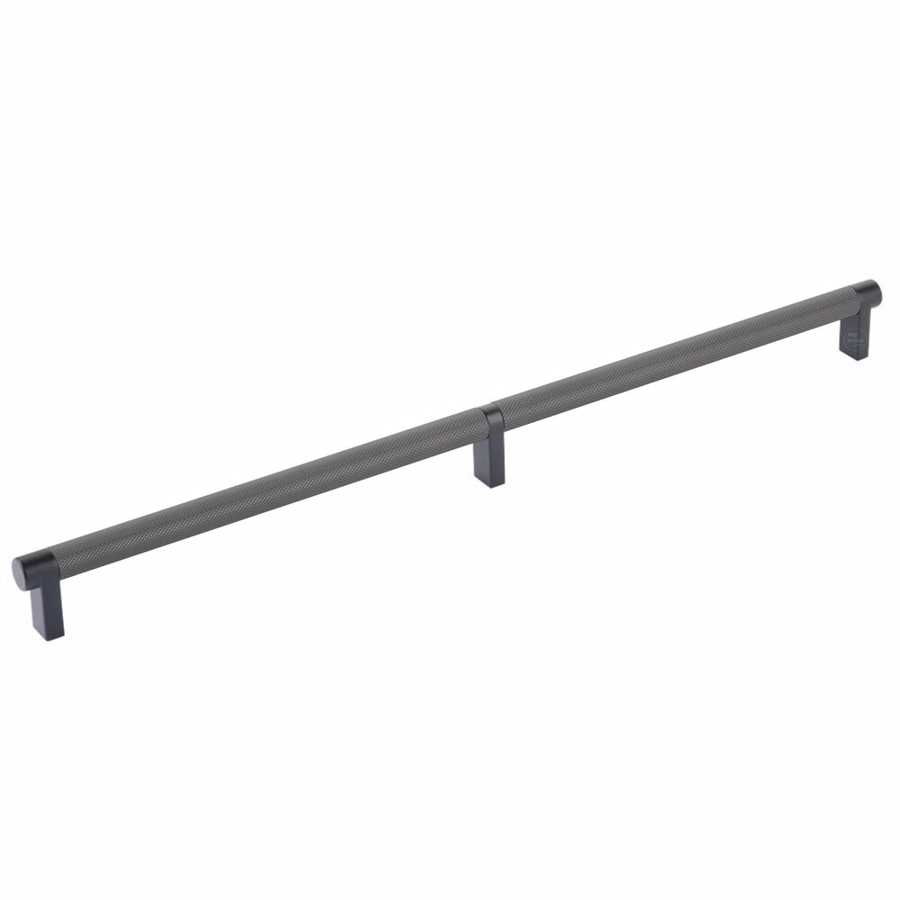 16" Centers Rectangular Stem in Flat Black And Knurled Bar in Oil Rubbed Bronze