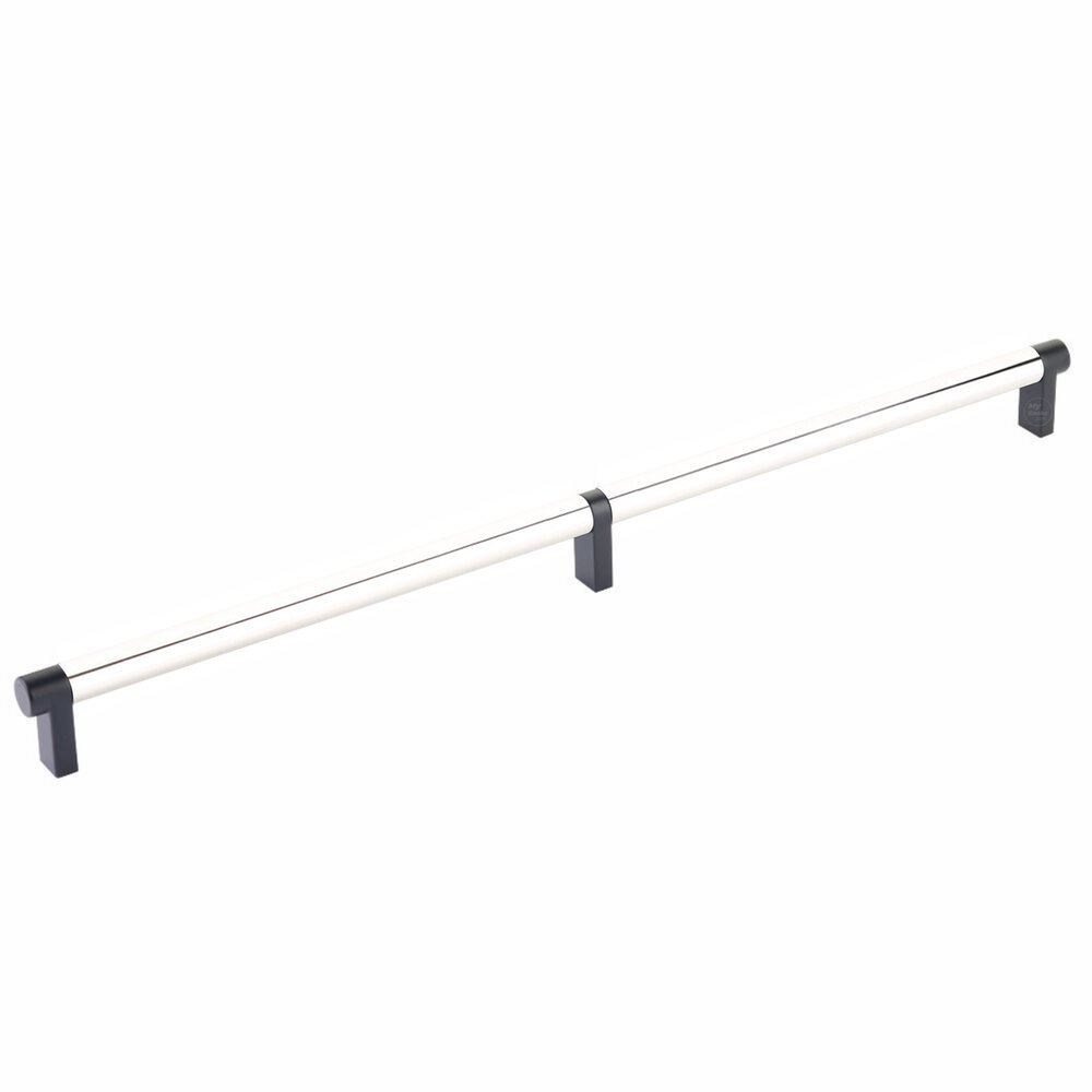 16" Centers Rectangular Stem in Flat Black And Smooth Bar in Polished Nickel