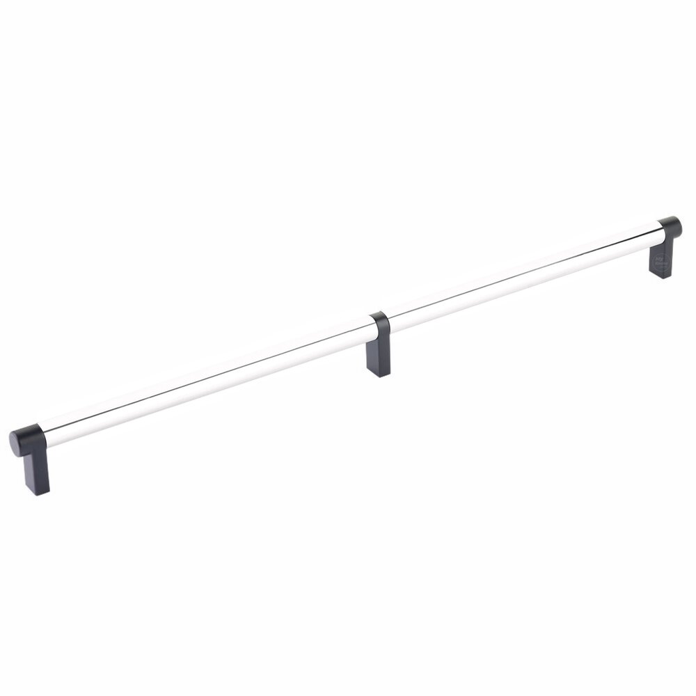 16" Centers Rectangular Stem in Flat Black And Smooth Bar in Polished Chrome