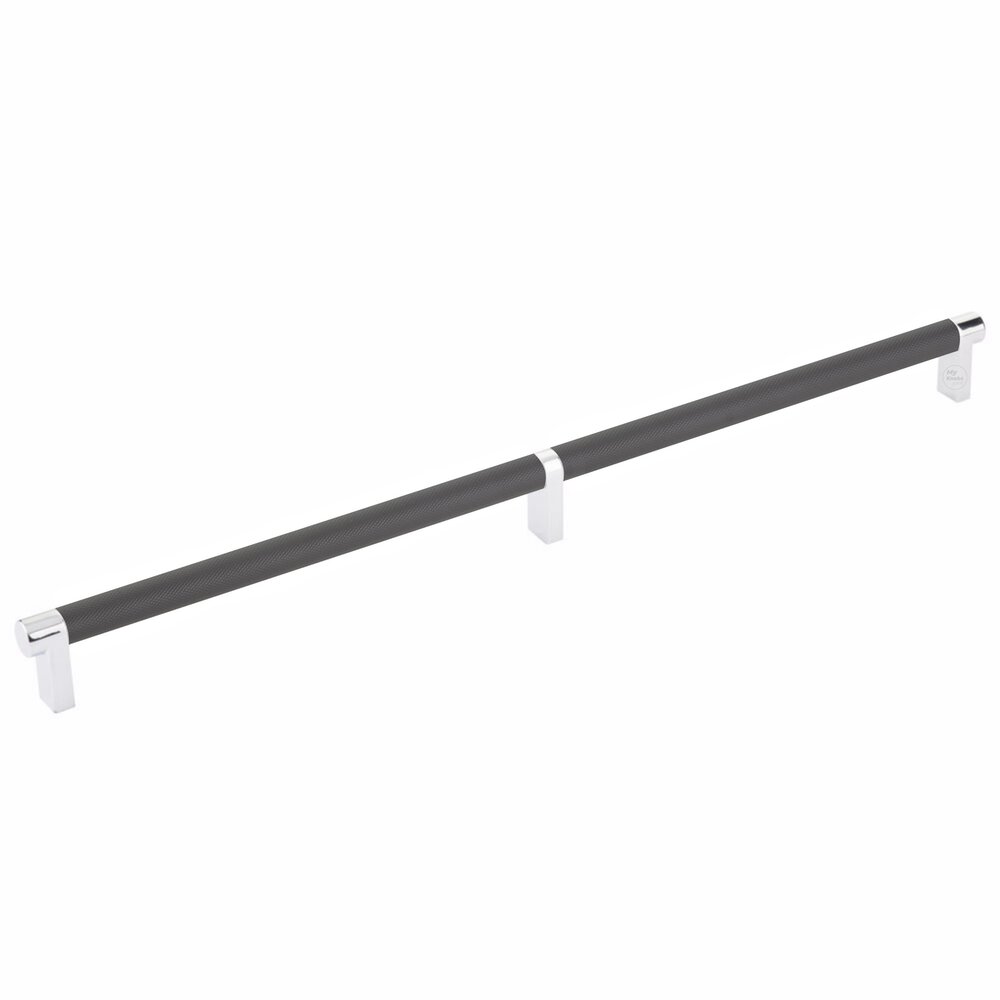 16" Centers Rectangular Stem in Polished Chrome And Knurled Bar in Flat Black