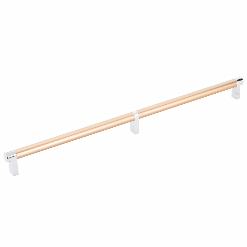 16" Centers Rectangular Stem in Polished Chrome And Smooth Bar in Satin Copper