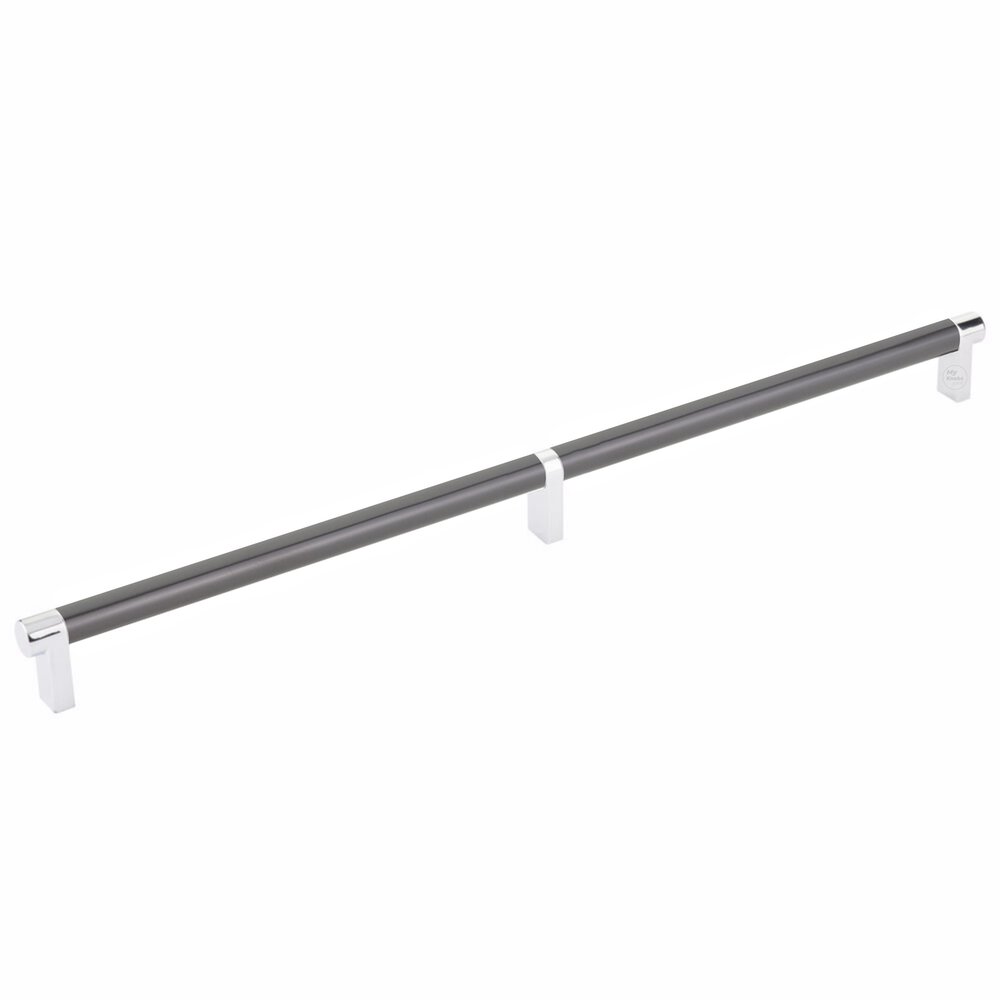 16" Centers Rectangular Stem in Polished Chrome And Smooth Bar in Oil Rubbed Bronze