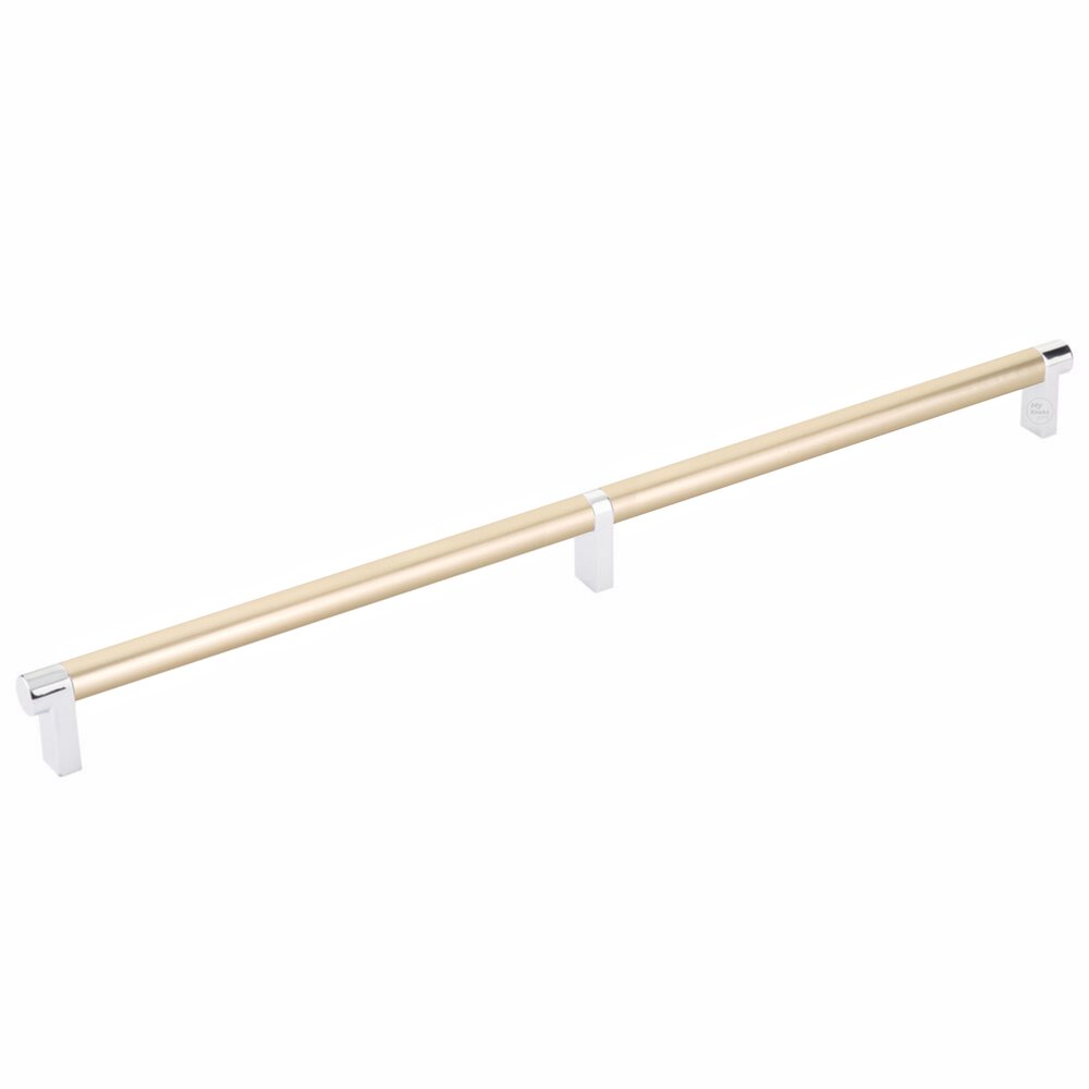 16" Centers Rectangular Stem in Polished Chrome And Smooth Bar in Satin Brass