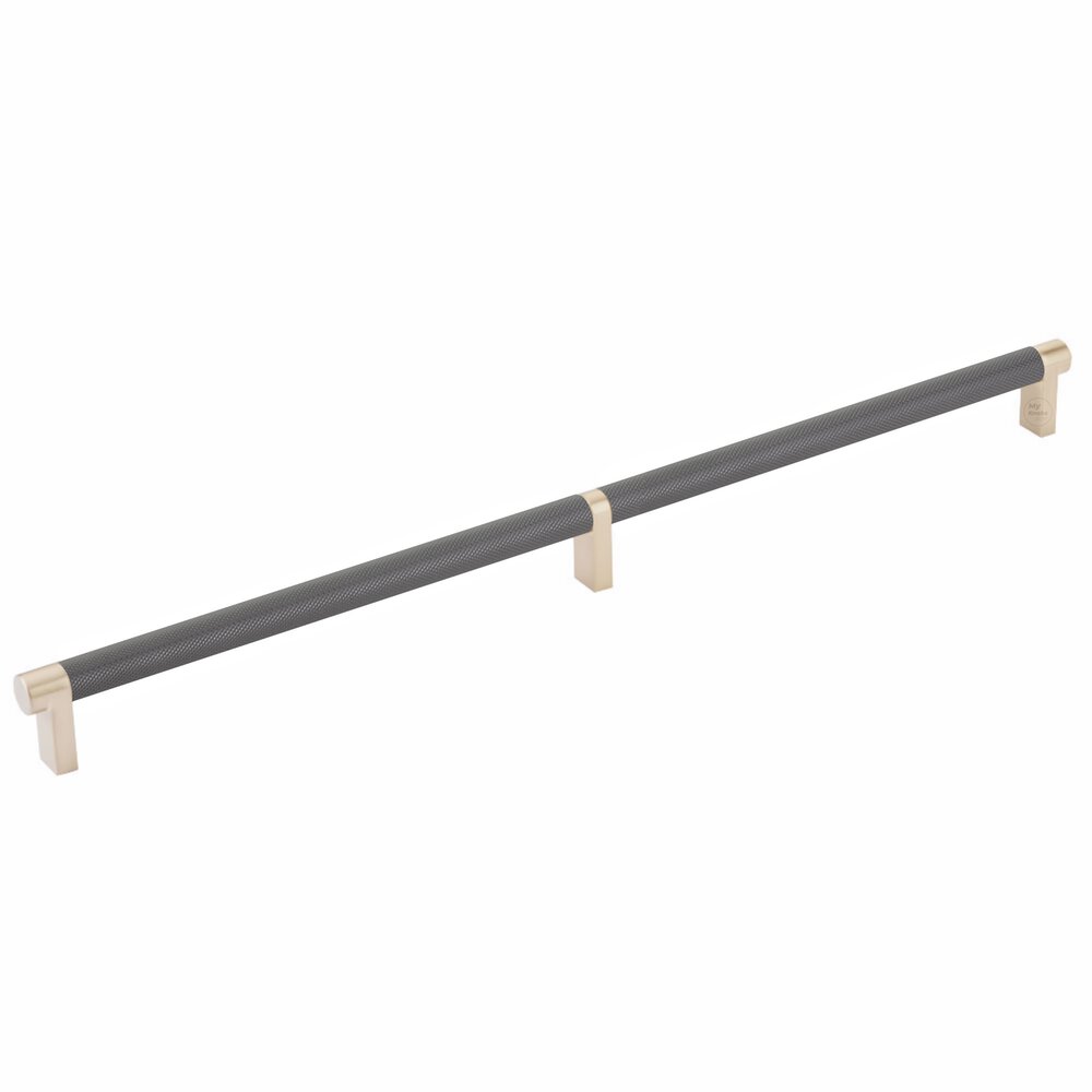 16" Centers Rectangular Stem in Satin Brass And Knurled Bar in Oil Rubbed Bronze