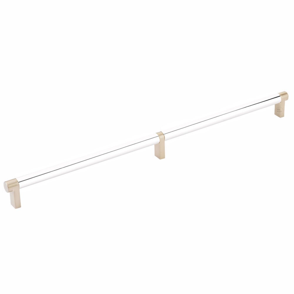 16" Centers Rectangular Stem in Satin Brass And Smooth Bar in Polished Chrome