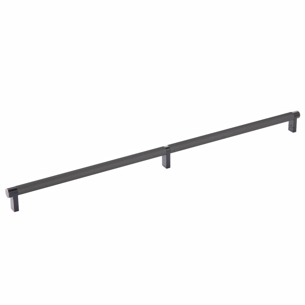 20" Centers Rectangular Stem in Oil Rubbed Bronze And Knurled Bar in Flat Black