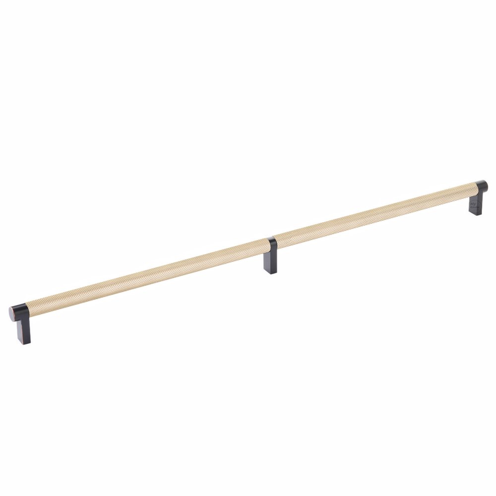 20" Centers Rectangular Stem in Oil Rubbed Bronze And Knurled Bar in Satin Brass