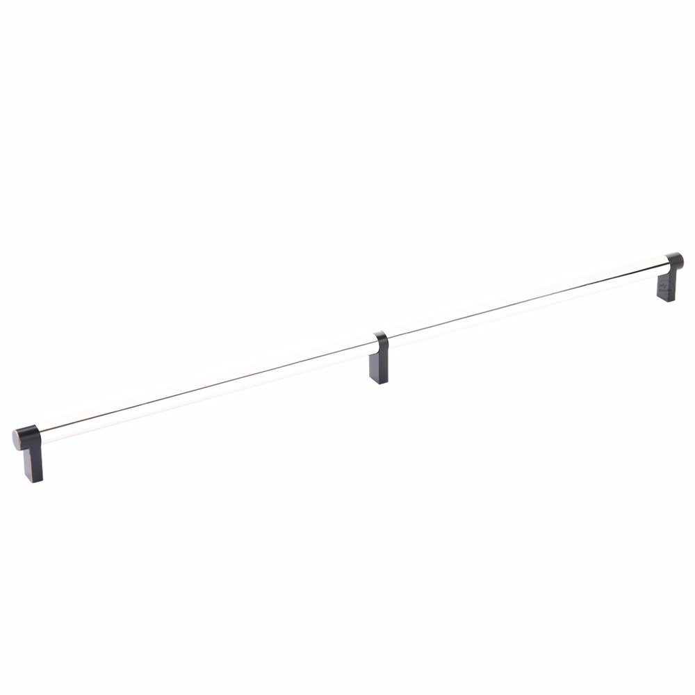 20" Centers Rectangular Stem in Oil Rubbed Bronze And Smooth Bar in Polished Nickel