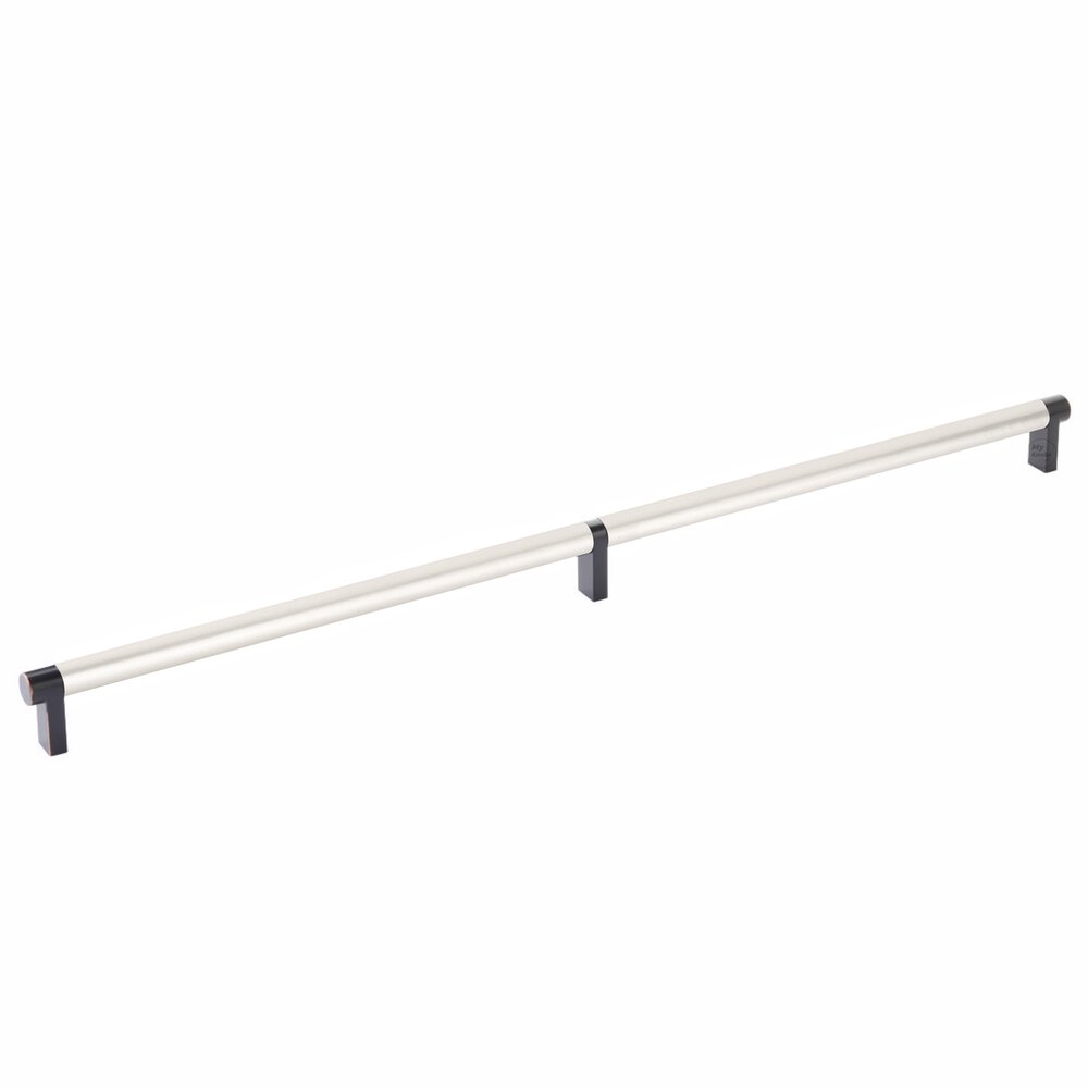 20" Centers Rectangular Stem in Oil Rubbed Bronze And Smooth Bar in Satin Nickel