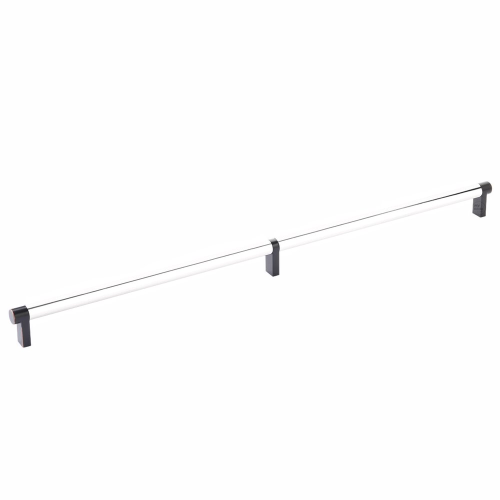 20" Centers Rectangular Stem in Oil Rubbed Bronze And Smooth Bar in Polished Chrome