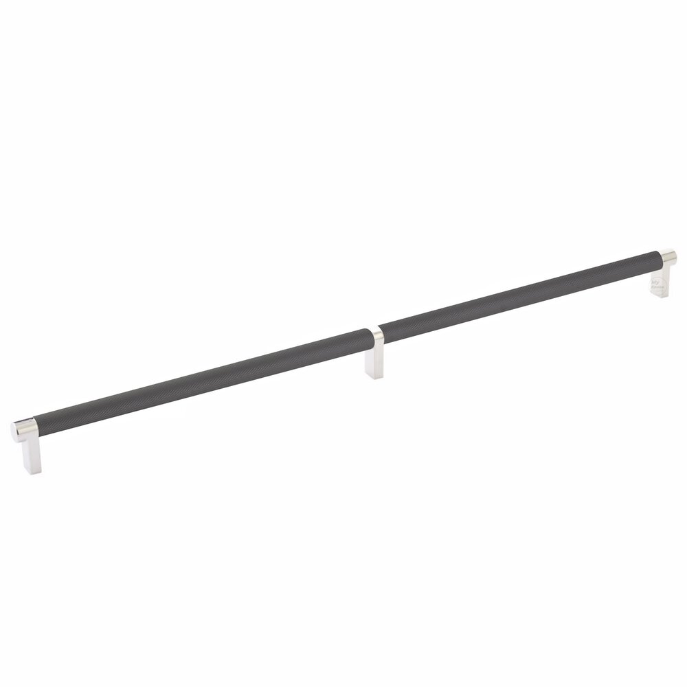 20" Centers Rectangular Stem in Polished Nickel And Knurled Bar in Flat Black
