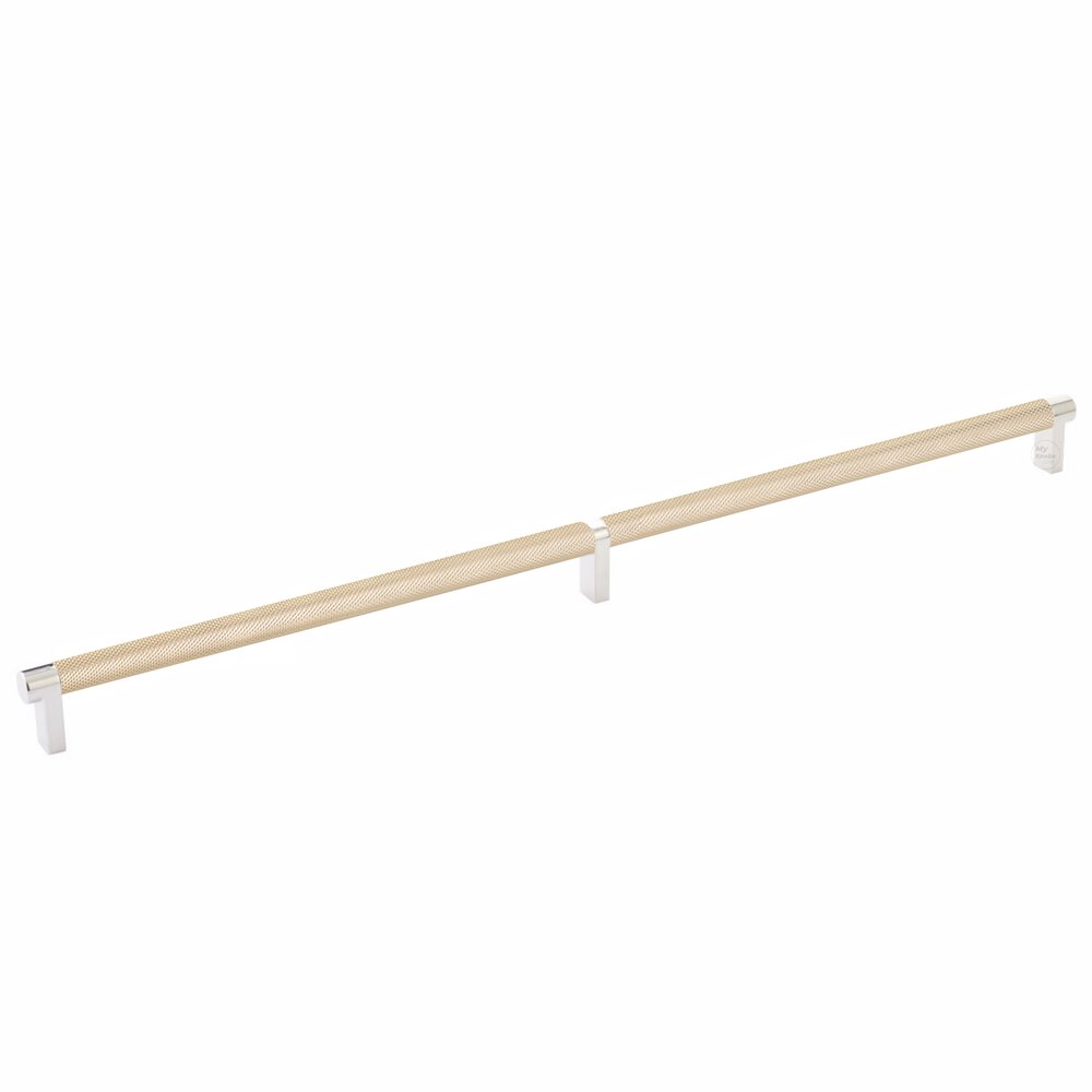 20" Centers Rectangular Stem in Polished Nickel And Knurled Bar in Satin Brass