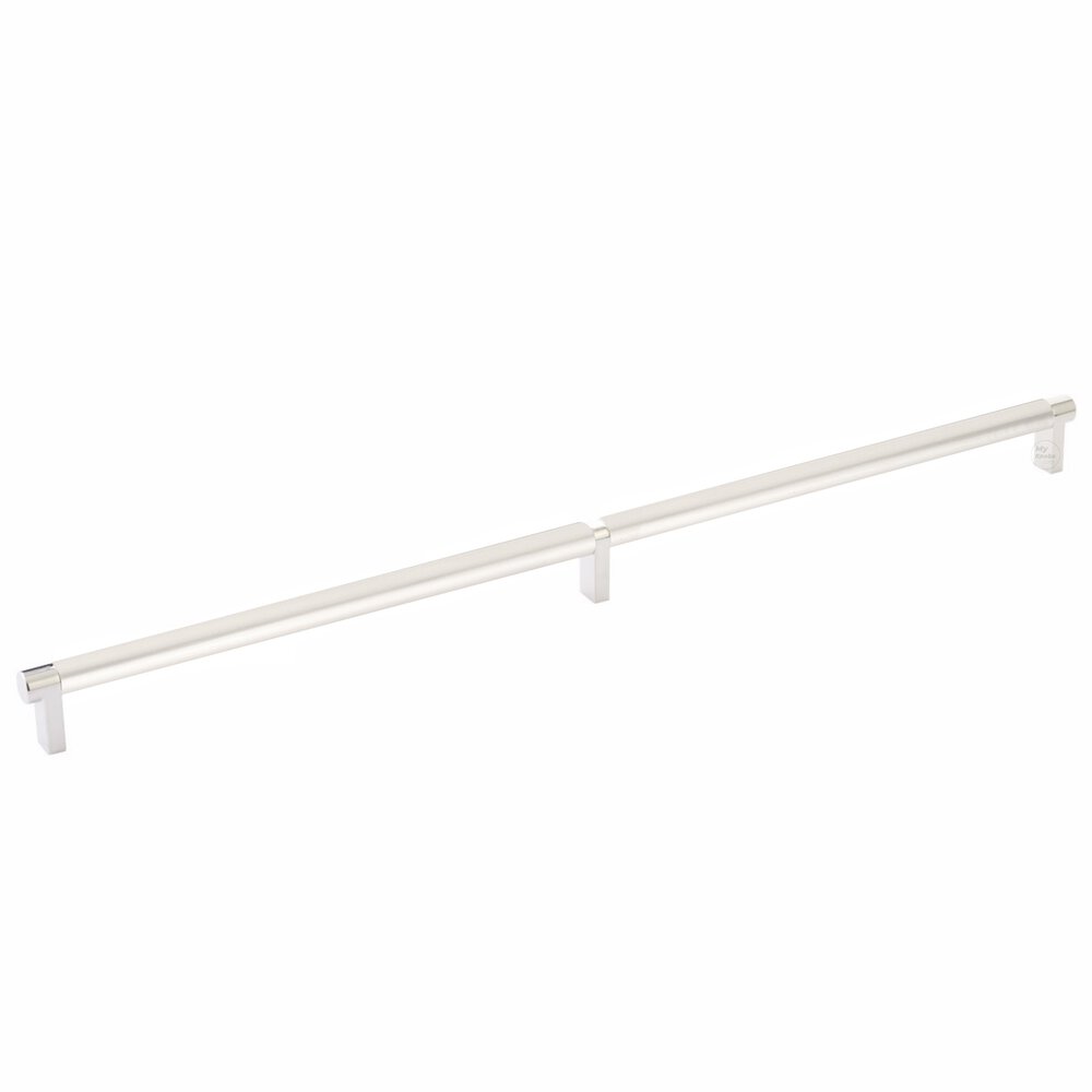 20" Centers Rectangular Stem in Polished Nickel And Smooth Bar in Satin Nickel