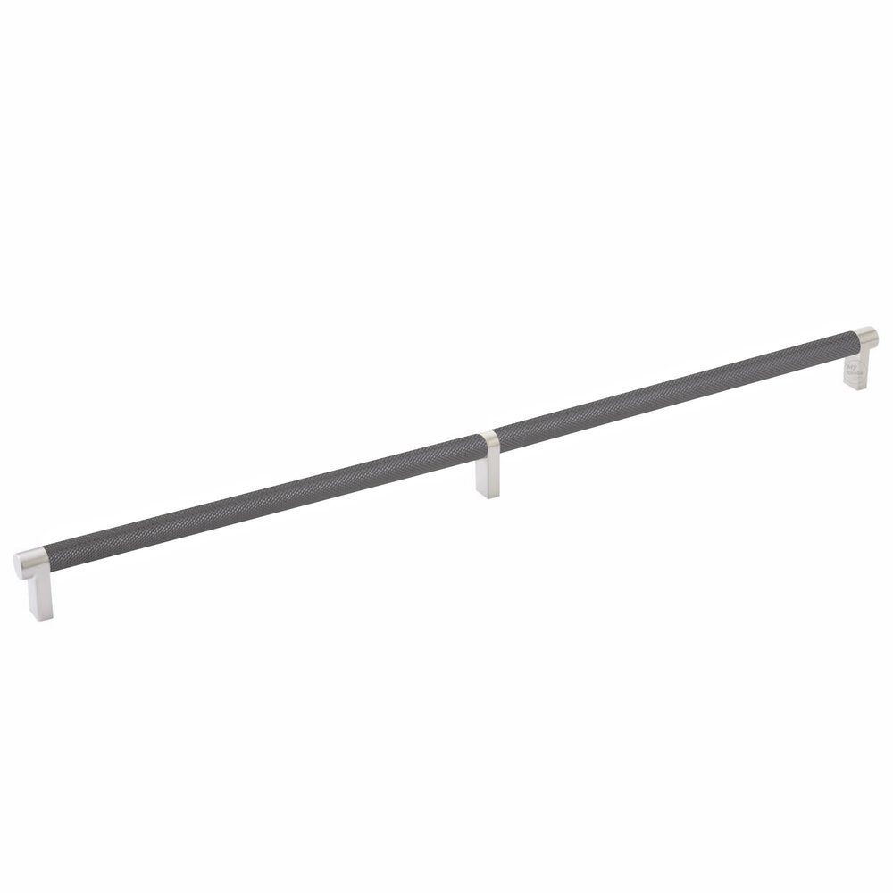 20" Centers Rectangular Stem in Satin Nickel And Knurled Bar in Oil Rubbed Bronze
